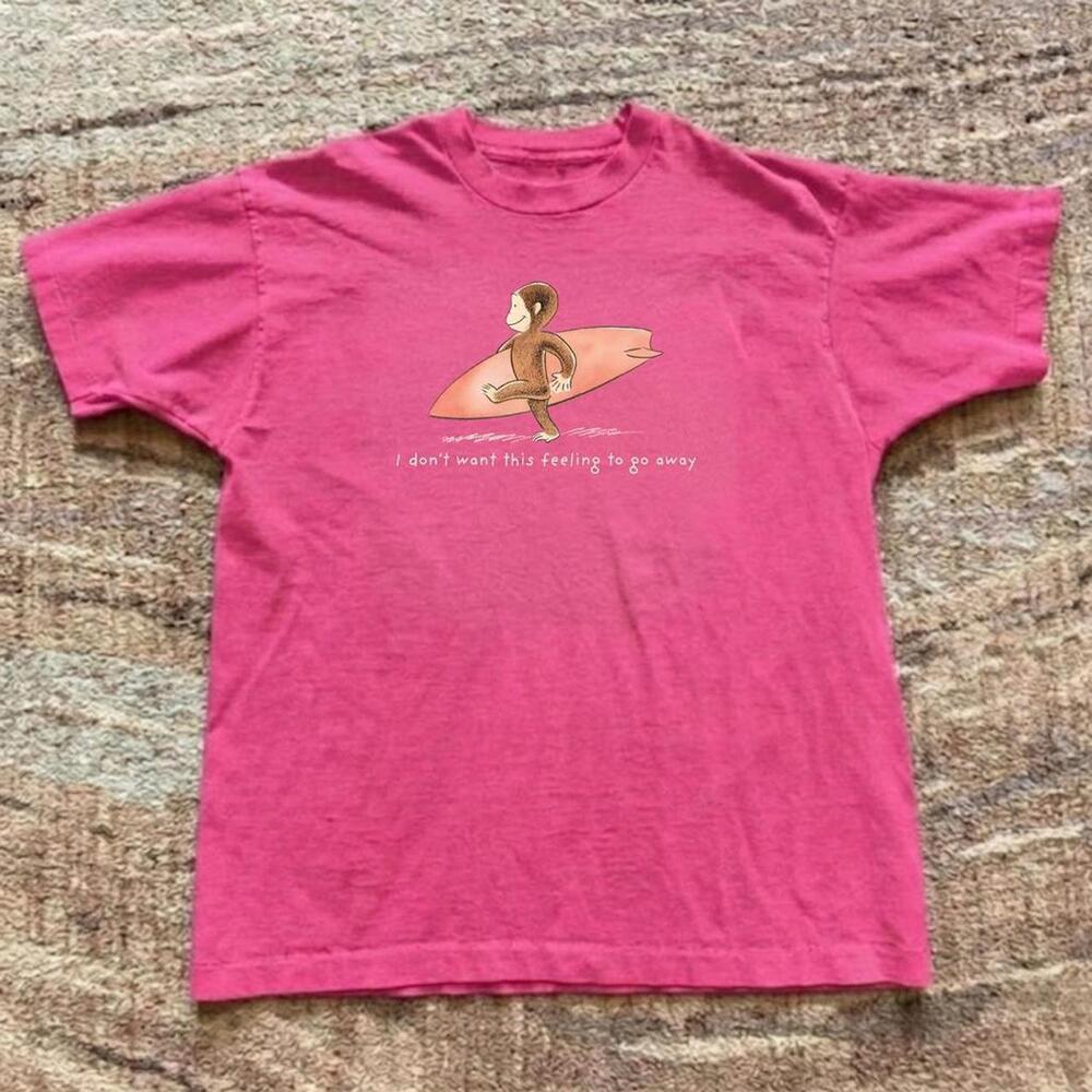 Graphic Tee With Monkey Surfing Design